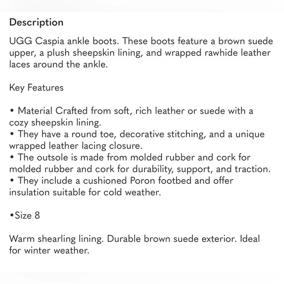 Ugg Cozy Shearling-Lined Ankle Brown Boots Lace Up Caspia Cozy - Picture 15 of 16